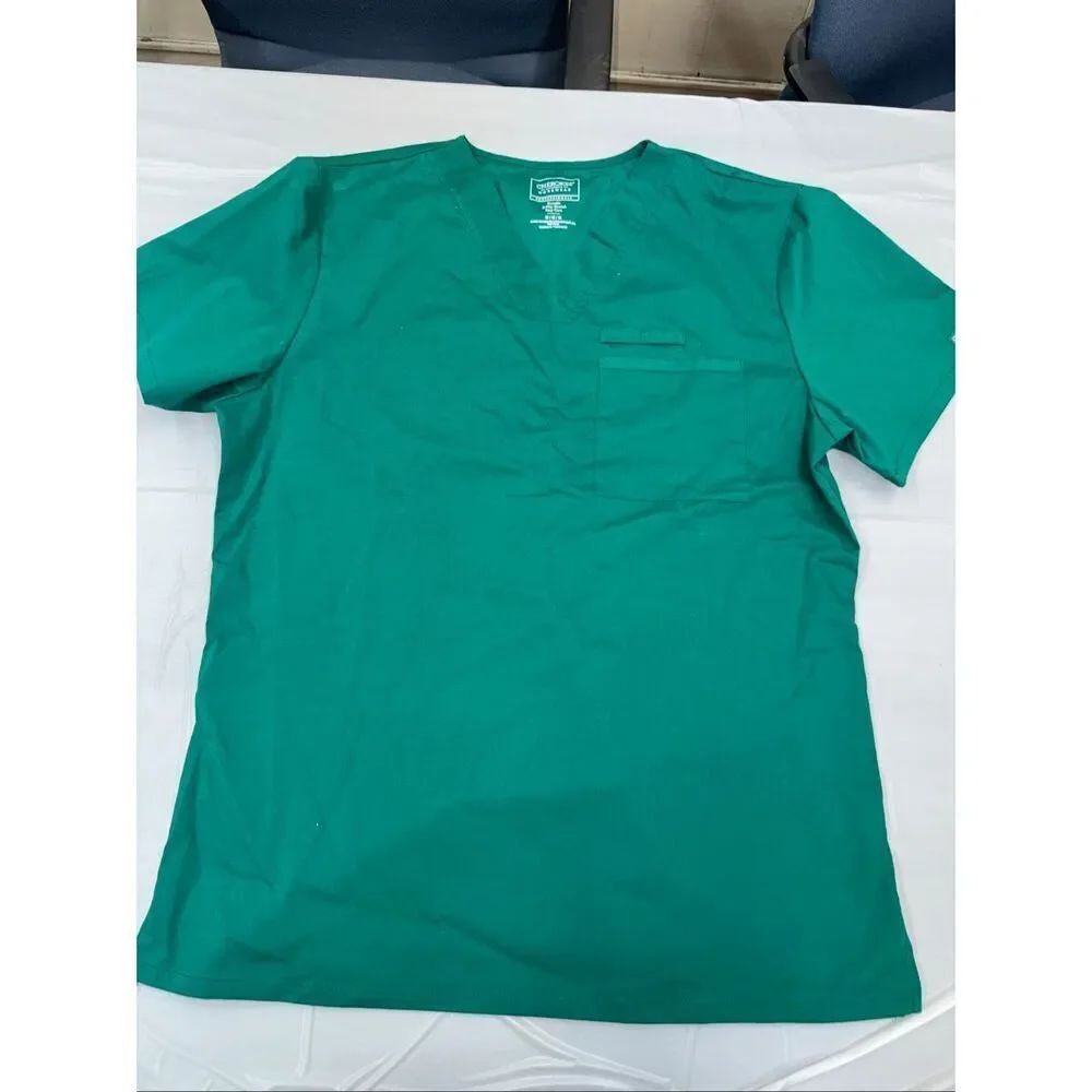 Cherokee Mens Hunter Green Short Sleeve Scrub Top Size Medium